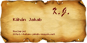 Káhán Jakab névjegykártya